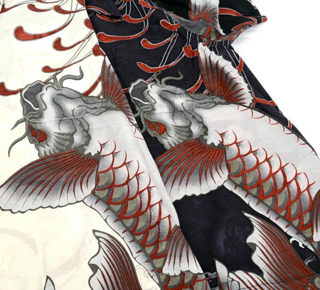 さとり アロハ ハワイアン シャツ 半袖 和柄 鯉 シルク GSS-401bの通販