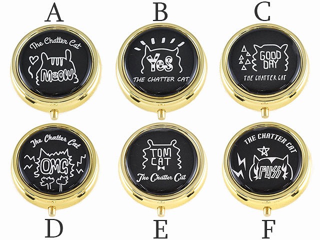 にゃんこのシルエットと英字が可愛い丸いコンパクト型のアクセサリーケースの通販はau Pay マーケット イヤリング専門店 ルクールロゼ