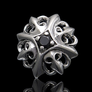 シルバーアクセサリー コンチョ・ボタン クロス・十字架 ブラックジルコニア so0465 シルバー925コンチョ