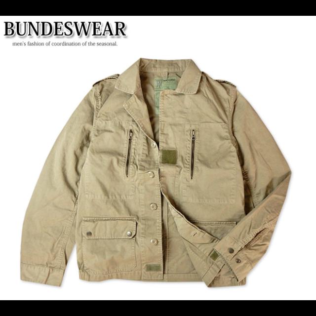 メンズ ジャケット 長袖  BUNDESWEAR ブンデスウエアー 綿100％ 無地 ワッペン装飾 ベルクロ付き の通販は 4,932円