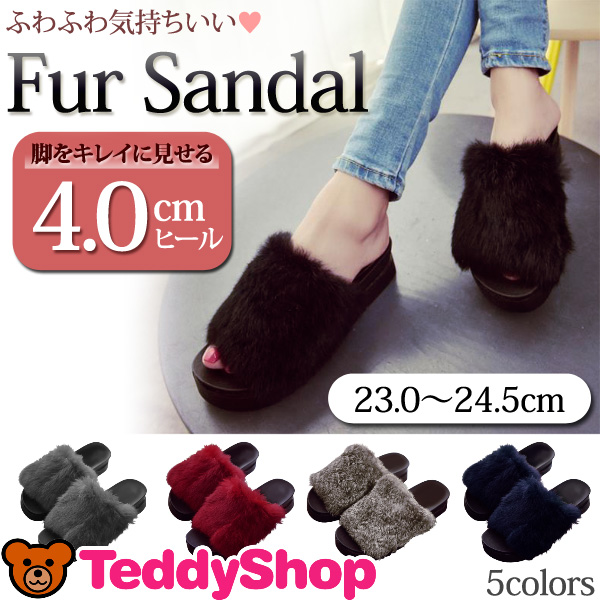 秋新作 サンダル 厚底 レディース ファー 付き フラットソール プラットフォームサンダル おしゃれ 歩きやすい 痛くない Eva 秋 冬 楽の通販はau Pay マーケット Teddyshop