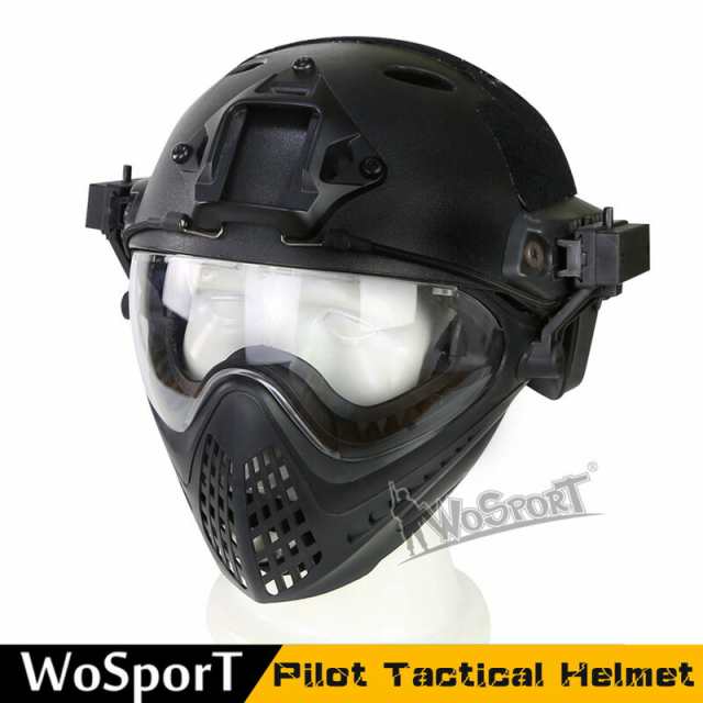 WoSporT パイロットタクティカルヘルメット (FASTヘルメットアダプター