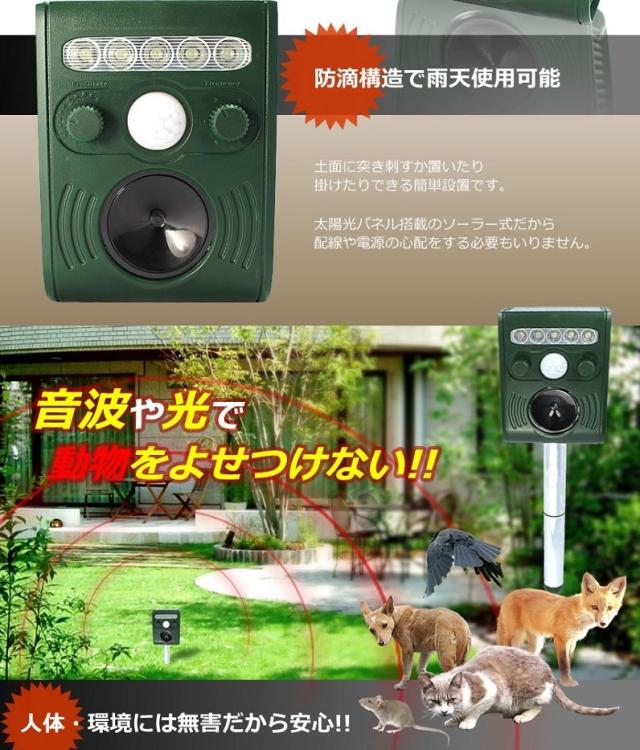 ソーラー式 害獣撃退器 猫 犬 ネズミ キツネ 鳥 動物撃退 猫よけ 鳥害対策 送料無料 一部地域を除く の通販はau Pay マーケット ユウショウショップ