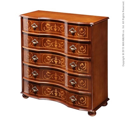 イタリア 家具 ヴェローナクラシック 丸脚5段チェスト W87cm 丸脚 輸入