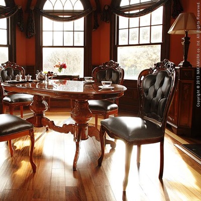 イタリア 家具 ヴェローナクラシック ダイニングチェア 革張り 猫脚