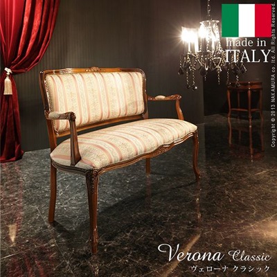 イタリア 家具 ヴェローナクラシック ラブチェア ミックスピンク  猫脚 輸入家具 アンティーク調 イタリア製の通販は