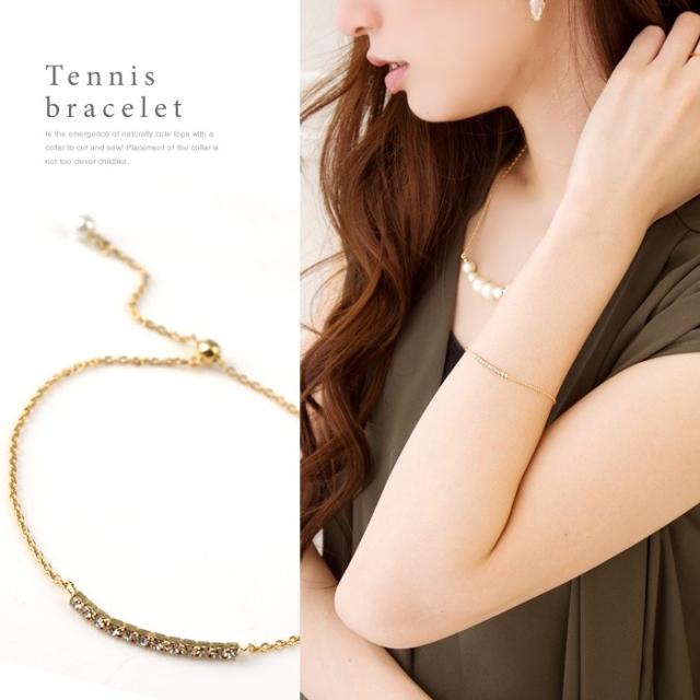 ゆうパケットok テニスブレスレット フリーアジャスター ビジュー パール ゴールド シルバー 人気 流行 ブランド ランキング プレゼンの通販はau Pay マーケット Cream Dot