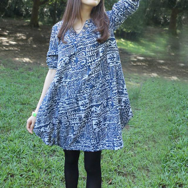 ワンピース リネンワンピース 花柄ワンピース Aラインワンピース Vネック 麻綿 ショット丈 長袖 森ガールワンピース ヘムライン の通販はau Pay マーケット 新勢