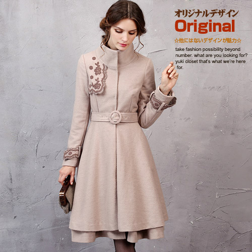 オリジナルデザイン スタンドカラー プリンセスライン 共布ベルト取外し可能 Aライン ウール混 ロング丈 膝下丈 ティアードドレスコートの通販はau Pay マーケット Yuki Closet