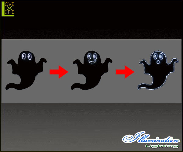 【ハロウィン】ブラックゴースト【ゴースト】【おばけ】【ゆうれい】【クリスマス】【イルミネーション】【電飾】【装飾】【飾り】【パーティ】【イベント】【光】【LED】【モチーフ】【かわいい】_1