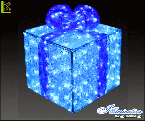 【イルミネーション】ギフトボックス【ブルー】【M】【ギフト】【プレゼント】【箱】【ボックス】【LED】【クリスタル】【電飾】【モチーフ】【クリスマス】【かわいい】
