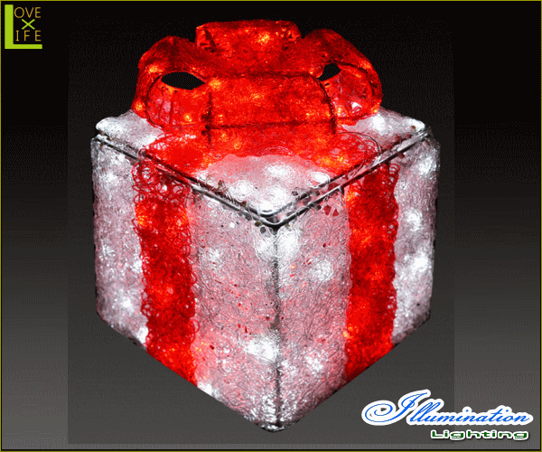 【イルミネーション】ギフトボックス【レッド】【S】【ギフト】【プレゼント】【箱】【ボックス】【LED】【クリスタル】【電飾】【モチーフ】【クリスマス】【かわいい】