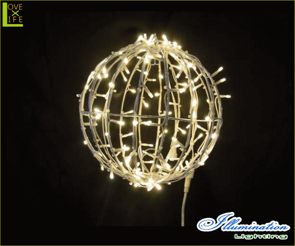【イルミネーション】ワイヤーボール【S】【ゴールド】【ボール】【LED】【オブジェ】【エクステリア】【電飾】【モチーフ】【クリスマス】【クリスタル】【かわいい】【素敵】