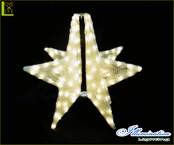 【イルミネーション】3Dスター【ゴールド】【星】【スター】【LED】【オブジェ】【エクステリア】【電飾】【モチーフ】【クリスマス】【クリスタル】【かわいい】【素敵】