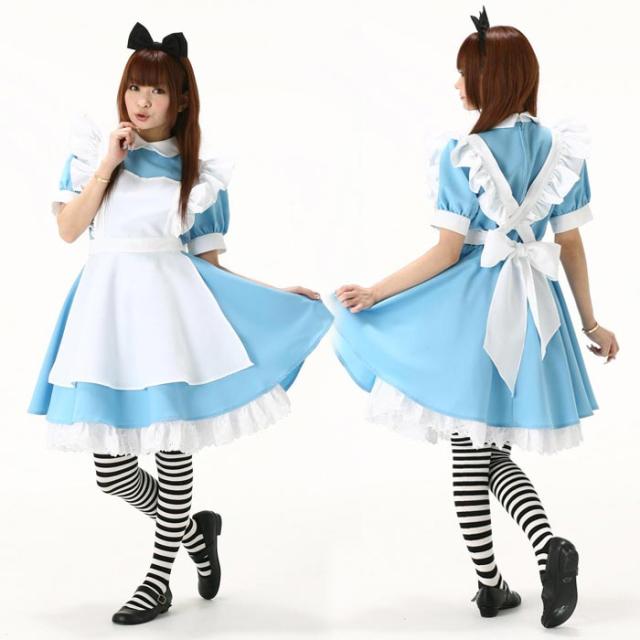 送料無料 Costume 不思議の国のアリス メイド服 エプロン 青 ワンピース カチューシャ コスプレ衣装 コスチューム ハロウィンの通販はau Pay マーケット キラキラ アイランド