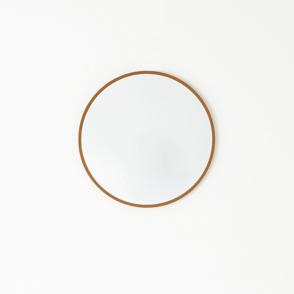 【2個セット】MDF丸形ウォールミラー(47)(ライトブラウン) 直径47cm 鏡 スリム 高級感 ブルックリン 韓国インテリアの通販は