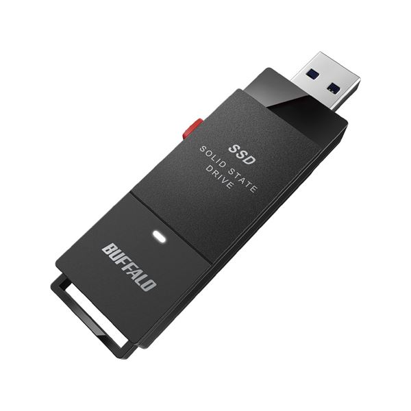 バッファロー 抗ウイルス・抗菌ポータブルSSD USB3.2(Gen1) Type-A スティック型 500GBブラック SSDの通販は