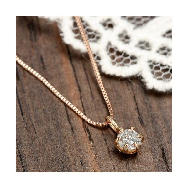 K18PG 0.1ctダイヤモンドペンダント/ネックレス 送料無料！の通販は