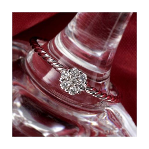 K14WG(ホワイトゴールド) ダイヤリング 指輪 セブンスターリング 19号 送料無料!の通販は