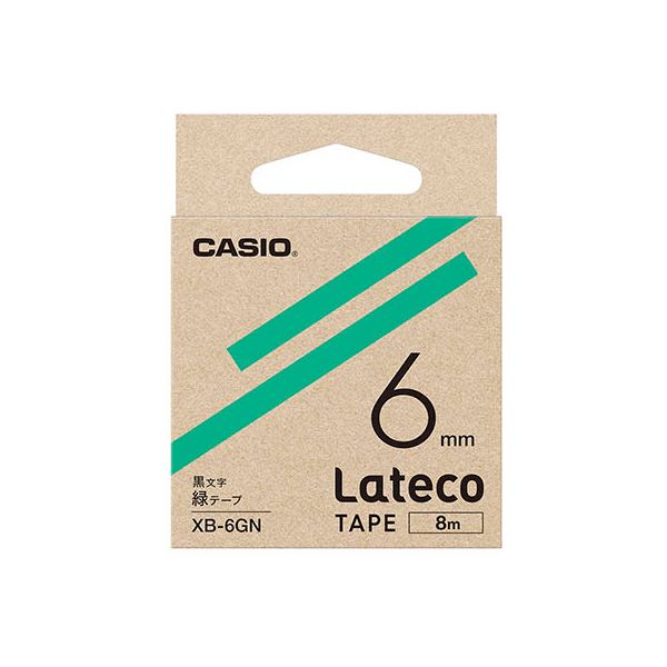 【5個セット】 カシオ計算機 Lateco 詰め替え用テープ 6mm 緑テープ 黒文字 XB-6GNX5 送料込！の通販は