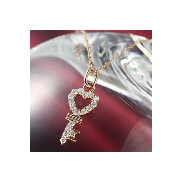 K10PG 0.2ctダイヤ　キーネックレス/ペンダント 送料無料！の通販は