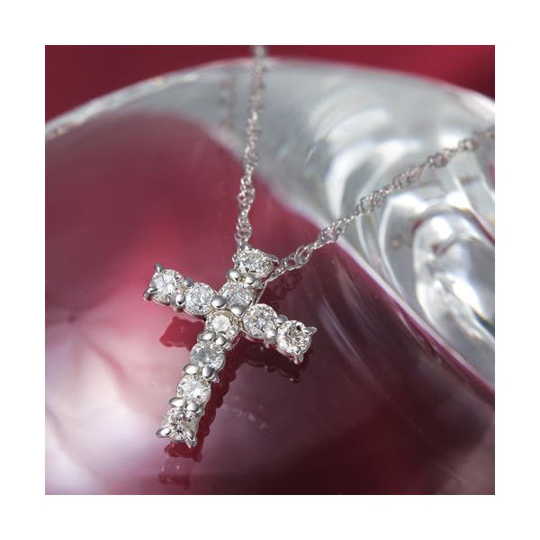 K10WG／0.3ctダイヤモンドクロスペンダント 送料無料！の通販は