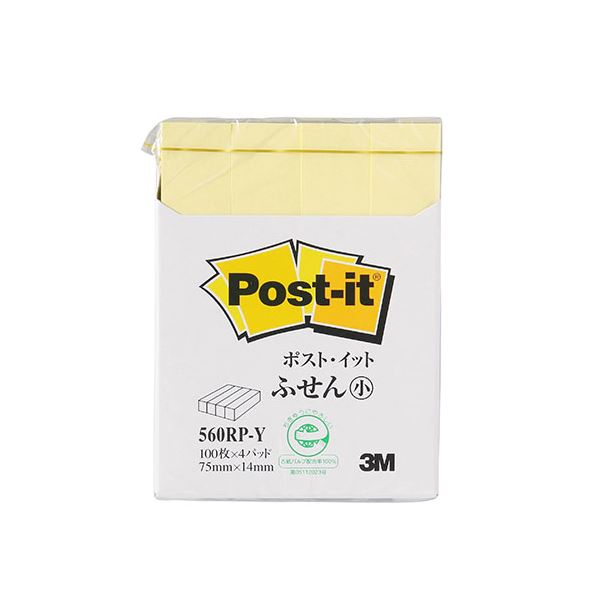 【10個セット】 3M Post-it ポストイット 再生紙 ふせん小 イエロー 3M-560RP-YX10 送料込！の通販は 5,330円