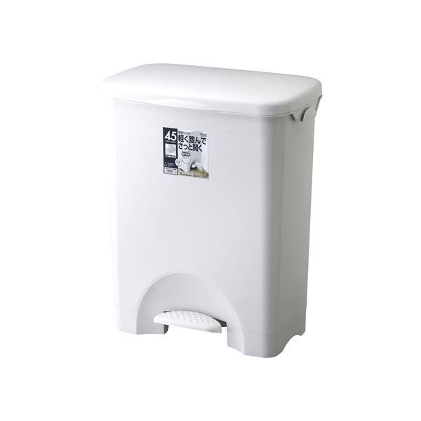 【6セット】 ペダル式 ゴミ箱/ダストボックス 【45PS】 グレー フタ付き 本体：PP 『HOME＆HOME』【代引不可】 の通販は