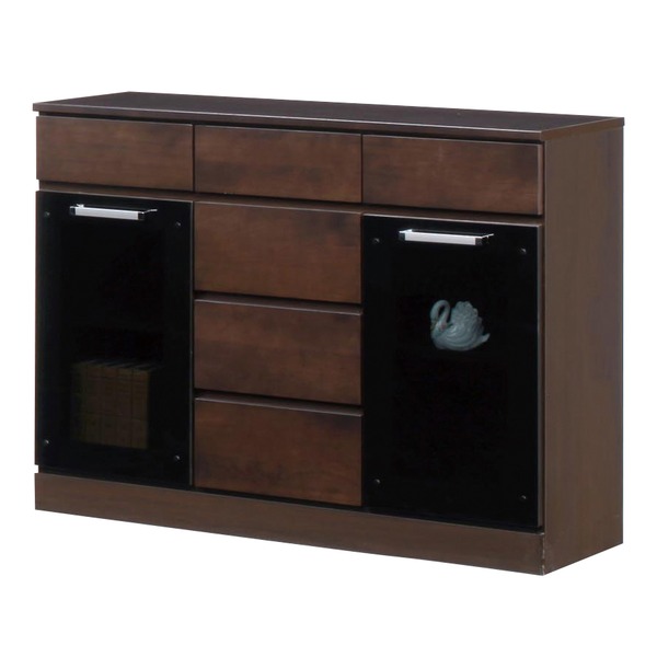 食器棚 キッチン収納 幅111cm ダークブラウン 木製 ガラス扉付き 日本製 キャビネットB Angel エンジェル 完成品 の通販は 27,676円