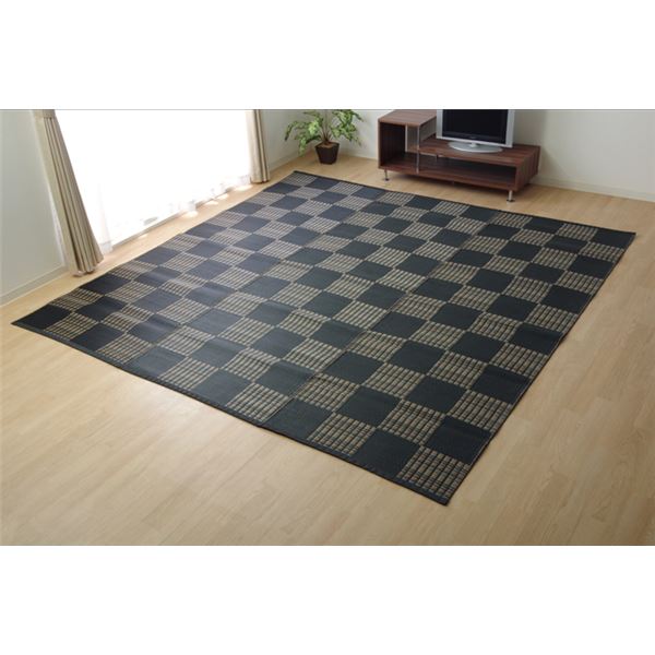 洗える PPカーペット/ラグマット 【ブラック 本間4.5畳 約286.5cm×286.5cm】 日本製 ポリプロピレン 〔リビの通販は 9,990円