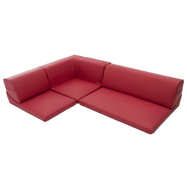 コーナーソファー 3点セット 【1人掛け＋2人掛け＋コーナーソファ PVC レッド】 2P：幅98cm ウレタンフォーム 日本製の通販は 17,338円