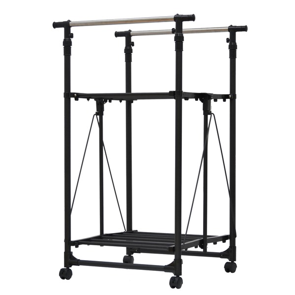 ワンタッチ収納洗濯物干しラック【ブラック】 組立品【代引不可】 送料込！の通販は 7,260円