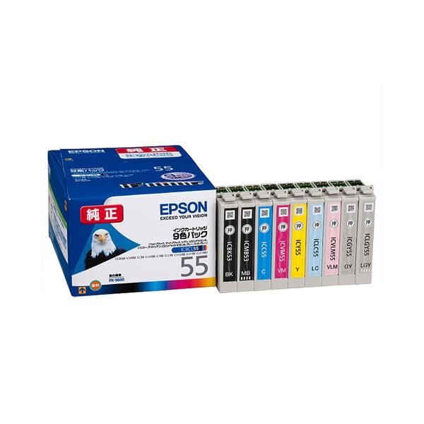 まとめ) エプソン EPSON インクカートリッジ 9色パック IC9CL55 1箱（9 