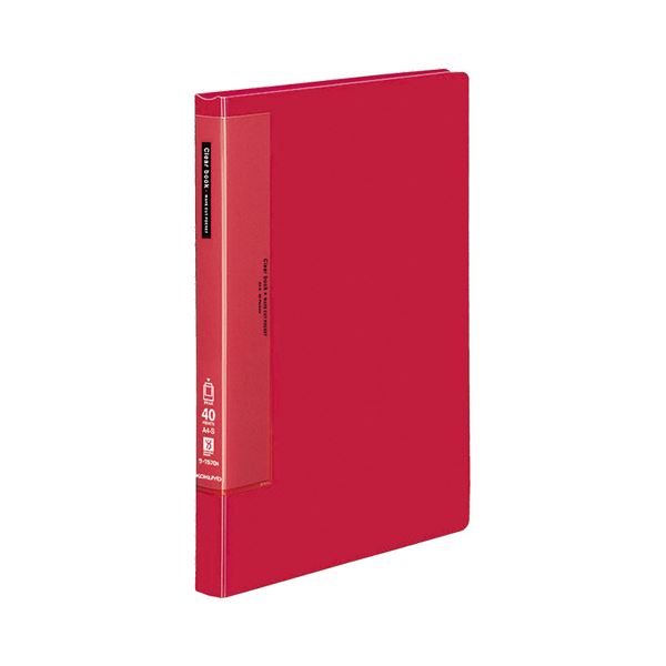 （まとめ）コクヨ クリヤーブック（ウェーブカットポケット・固定式） A4タテ 40ポケット 背幅27mm 赤 ラ-T570R 1の通販は