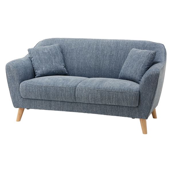ソファー 【ブルー 2人掛け】 約幅147cm 脚付き 肘付き クッション2個付き 【開梱設置サービス付】 Rカウル2PBL【代の通販は 51,640円