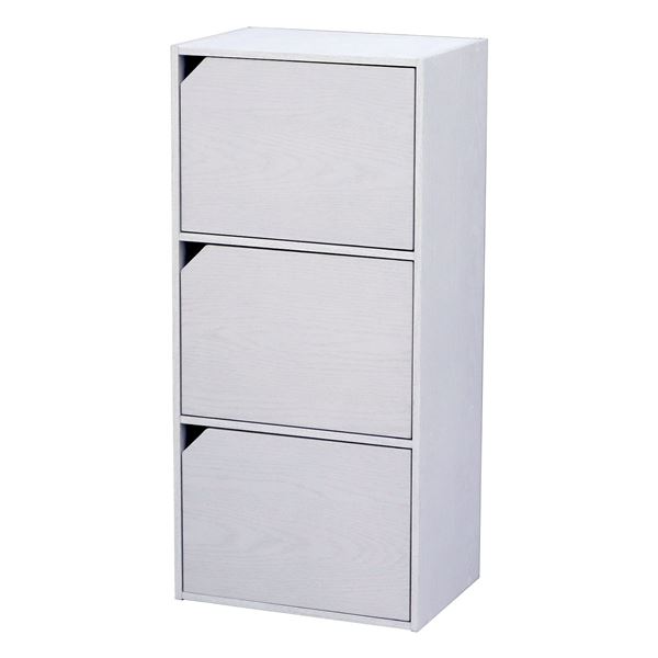 カラーボックス 収納棚 約幅41.5cm 3段 ホワイト ドア付き 接着剤 目隠しシール付き 組立品 リビング ダイニング【代引の通販は 5,057円