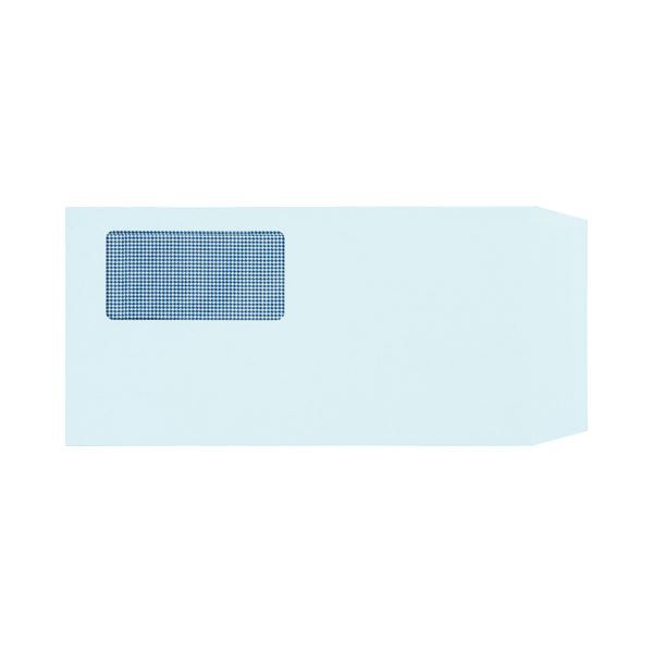 (まとめ）TANOSEE 窓付封筒 裏地紋付 長3 80g/m2 ブルー 業務用パック 1箱(1000枚)【×3セット】 送料無のサムネイル