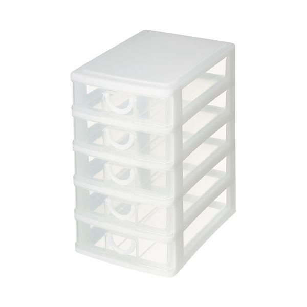 （まとめ）サンコープラスチック エルピス B6浅型5段 ホワイト B-605 1台【×5セット】 送料無料！