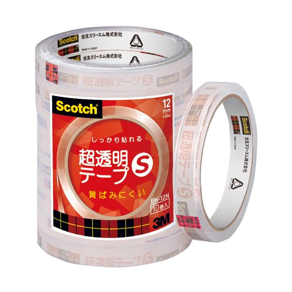 （まとめ） 3M スコッチ 超透明テープS12mm×35m BK-12N 1パック（10巻） 【×10セット】 送料無料！の通販は