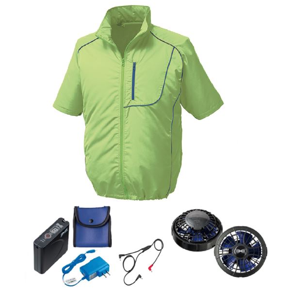 KU91720 空調服 R ポリエステル製 半袖 FAN2400SPBB・RD9261・LISUPER1セット ライムグリーン×の通販は