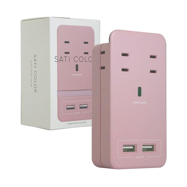 ファーゴ SATI COLOR電源タップ AC4個口+USB2ポート ピンク CT221PK 1個 送料無料！の通販は