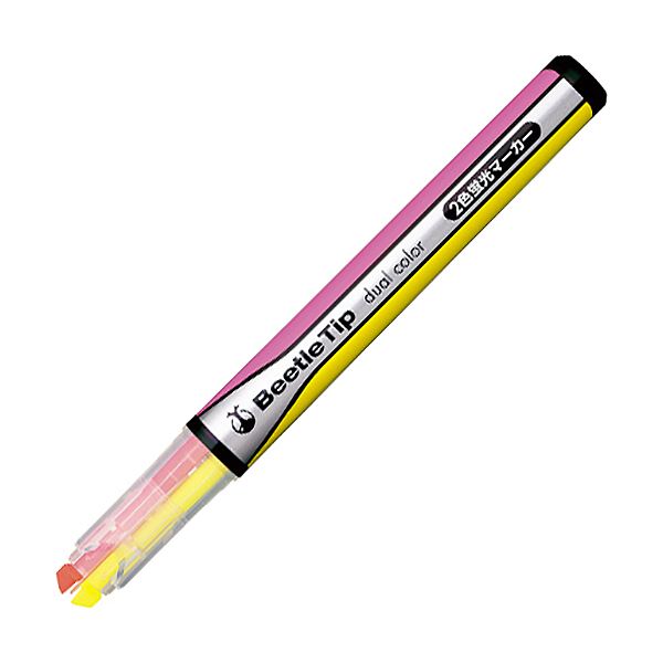 (まとめ) コクヨ 2色蛍光マーカービートルティップ イエロー×ピンク PM-L303-1-1P 1本  【×100セット】 送の通販は 12,226円
