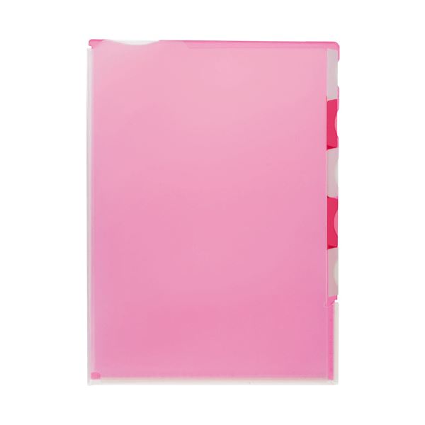 （まとめ）TANOSEE 超丈夫なマチ付クリアホルダー タフレル A4タテ 5山インデックス ピンク 1パック（5枚）【×5セッの通販は