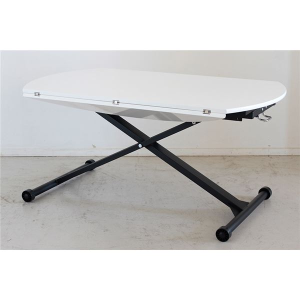 折りたたみ式天板付き 昇降テーブル/ローテーブル 【ホワイト】 幅120cm スチール製脚付き 『アイルス アイル』 【組立品】の通販は