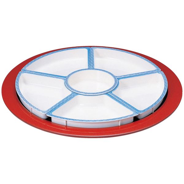 尺7 回転盛皿/和食器 【青磁波絵仕切付 A M】 直径525×80mm 日本製 〔和食 レストラン 居酒屋 店舗 お店〕【代引の通販は