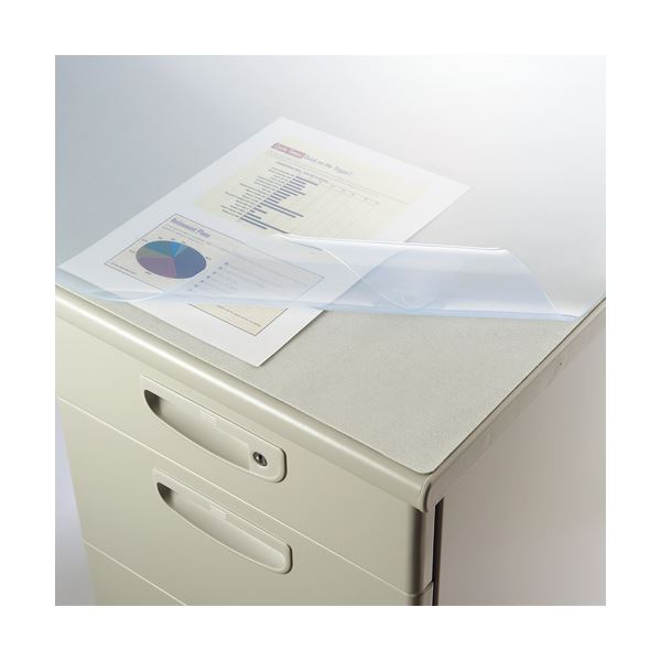 (まとめ）ライオン事務器 デスクマット再生オレフィン製 光沢仕上 ダブル（グレーフェルト付） 990×690×1.5mm No.の通販は