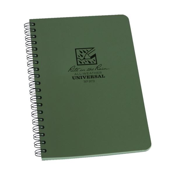 （まとめ） ライトインザレインスパイラルノートブック ユニバーサル グリーン 973 1冊 【×5セット】 送料無料！の通販は