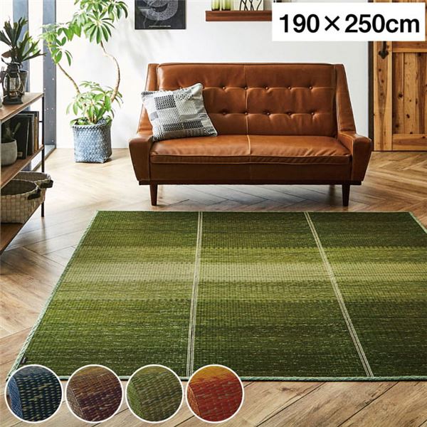 い草 ラグマット 【グラデーション グリーン 約190×250cm】 制菌 抗菌防臭 防滑 不織布 小林製薬 持続性抗菌剤 KOの通販は