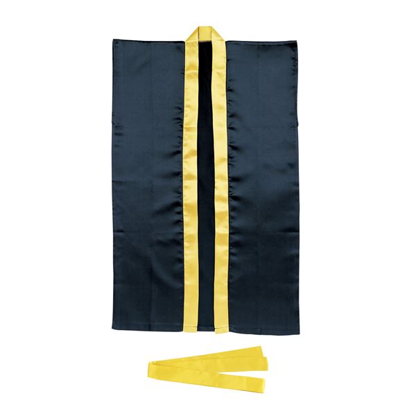 （まとめ）ソフトサテンロングハッピ S 黒/金襟 （ハチマキ付） 【×10個セット】 送料無料！の通販は