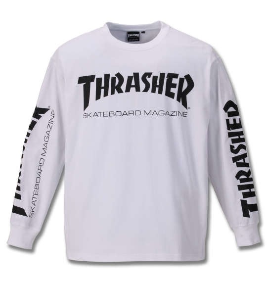 大きいサイズ メンズ Thrasher 長袖tシャツ ホワイト 3l 4l 5l 6l